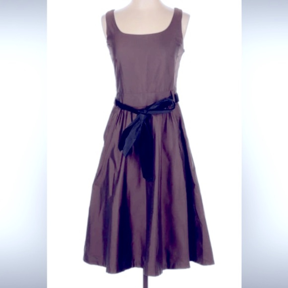 Banana Republic Brown Sleeveless A-Line Dress with Black Sash